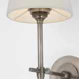 Featuring Bryant 27" Cordless Tail Sconce Antique Nickel by Visual Comfort at Amethyst Home. Bryant 27" Cordless Tail Sconce in Antique Nickel with Linen Shade
Overall Dimensions: 6.5" Lx 6.5" W x 26.75" H Weight : 3 lbs.. Amethyst Home provides interior design, new construction, custom furniture, and area rugs in the Scottsdale metro area