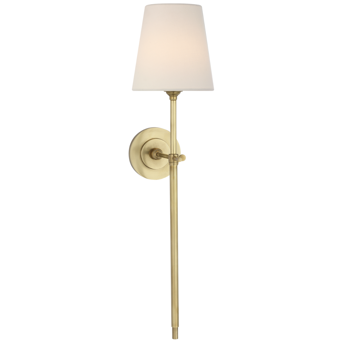 Featuring Bryant 27" Cordless Tail Sconce Hand-Rubbed Antique Brass by Visual Comfort at Amethyst Home. Bryant 27" Cordless Tail Sconce in Hand-Rubbed Antique Brass with Linen Shade
Overall Dimensions: 6.5" L x 6.5" W x 26.75" HWeight : 3 lbs.. Amethyst Home provides interior design, new construction, custom furniture, and area rugs in the Alpharetta metro area