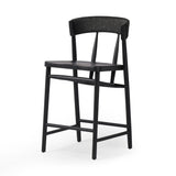 Featuring Buxton Black Rush Bar + Counter Stool by Four Hands at Amethyst Home. A solid oak counter stool defined by tapered legs and framing gives an updated look to the classic whistler chair. Finished with a paper rush wrapped detail on the back.BarOverall Dimensions: 19.25"w x 22.25"d x 42.75"hWeight: 23.70 lbsCounterOverall Dimensions: 19.50"w x 22.25"d x 38.75"hWeight: 21.61 l. Amethyst Home provides interior design, new construction, custom furniture, and area rugs in the Seattle metro area