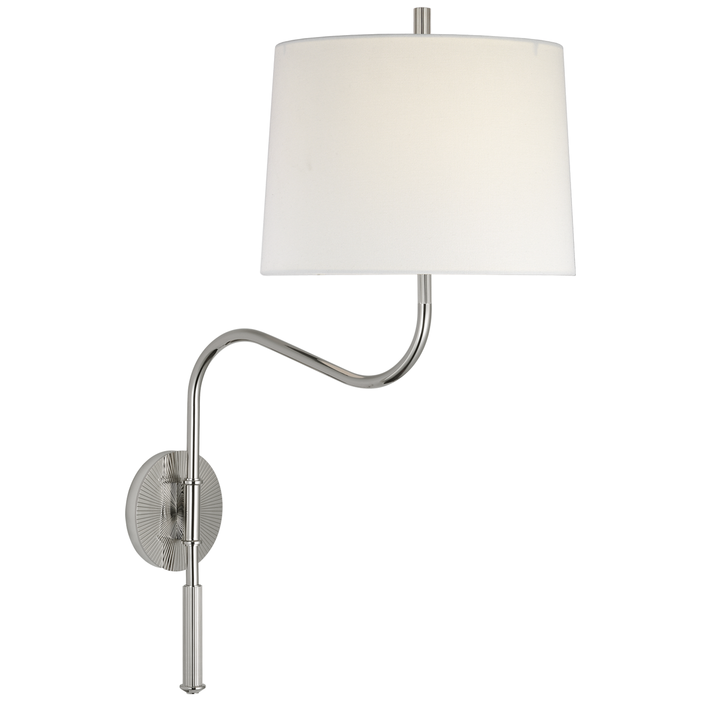 Featuring Canto Medium Swinging Wall Light Polished Nickel by Visual Comfort at Amethyst Home. Introducing the Canto Medium Swinging Wall Light in Polished Nickel. Elevate your space with this sophisticated wall light, designed with a premium finish and timeless style. Enjoy the convenience of the swinging arm feature, perfect for adding focused light to any area. Illuminate your hom. Amethyst Home provides interior design, new construction, custom furniture, and area rugs in the Boston metro area