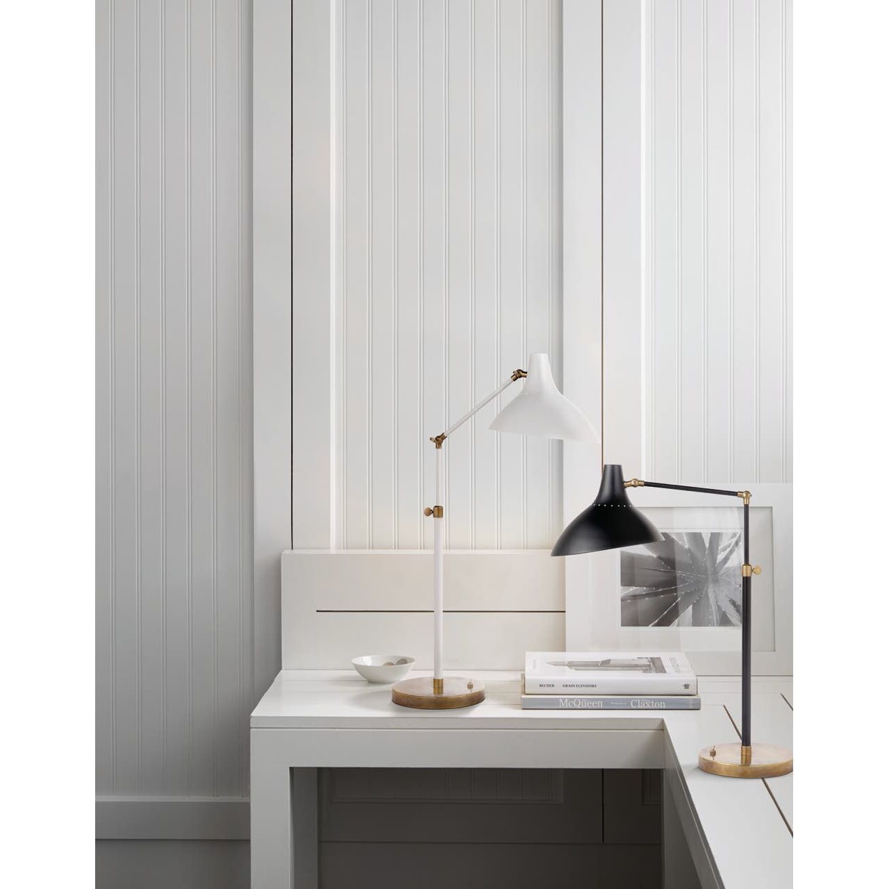 Featuring Charlton Table Lamp Black and Brass by Visual Comfort at Amethyst Home. The Charlton by AERIN delivers both practicality and elegance. The functional pieces illuminate walls, floors, or ceilings and offer limitless angles of illumination thanks to extended arms that can bend and reach as needed. Pivoting, curved shades can be customized with several brass or matte finis. Amethyst Home provides interior design, new construction, custom furniture, and area rugs in the Scottsdale metro area