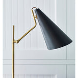 Featuring Clemente Table Lamp Brass with Black by Visual Comfort at Amethyst Home. The Clemente by AERIN offers refined angles and sleek detailing while lighting with elegant simplicity. Elongated conical shades provide a modern balance to a mid-century design with antique brass finishes. Any hallway or library will be enhanced with the Clemente, especially behind a favorite readi. Amethyst Home provides interior design, new construction, custom furniture, and area rugs in the Nashville metro area