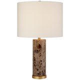 Featuring Cliff Table Lamp Brown Marble by Visual Comfort at Amethyst Home. The stately Cliff by AERIN exudes old-world glamour. The cylindrical solid marble base showcases brass accents and a generous linen shade for an overall strong impression and ideal lighting for a study or home library.
Overall Dimensions: 17" L x 17" W x 30" HWeight: 31 lbs.. Amethyst Home provides interior design, new construction, custom furniture, and area rugs in the Austin metro area
