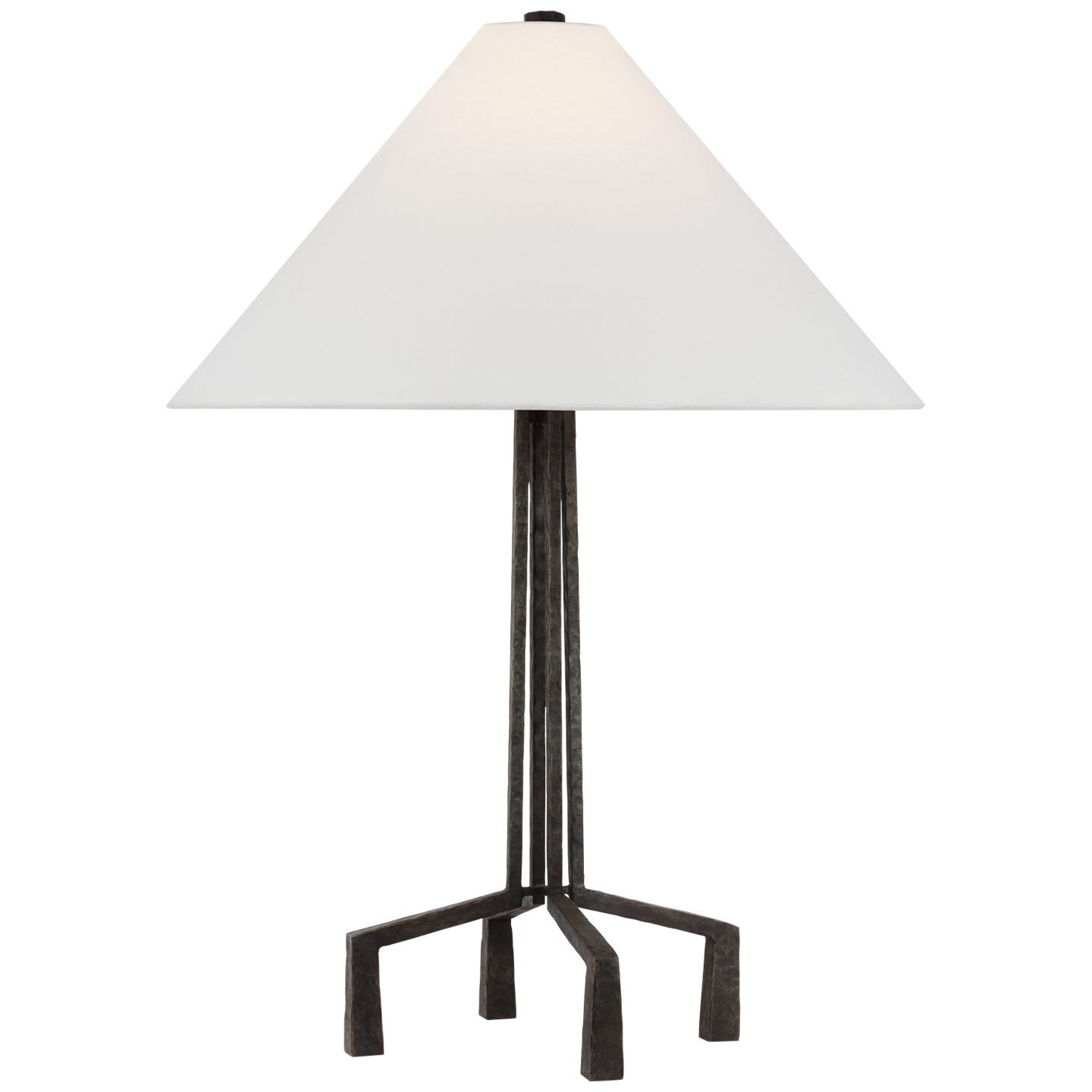 Featuring Clifford Medium Table Lamp Aged Iron by Visual Comfort at Amethyst Home. The Clifford series by Marie Flanigan is Inspired by Brutalist architecture's rough, textured surfaces and unexpected shapes. Decisive lines in hammered metal define a linear silhouette for the floor and table lamps, while two sizes of hanging shades are secured by the same metalwork in finishes of . Amethyst Home provides interior design, new construction, custom furniture, and area rugs in the Charlotte metro area