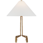 Featuring Clifford Medium Table Lamp Gilded Iron by Visual Comfort at Amethyst Home. The Clifford series by Marie Flanigan is Inspired by Brutalist architecture's rough, textured surfaces and unexpected shapes. Decisive lines in hammered metal define a linear silhouette for the floor and table lamps, while two sizes of hanging shades are secured by the same metalwork in finishes. Amethyst Home provides interior design, new construction, custom furniture, and area rugs in the Los Angeles metro area