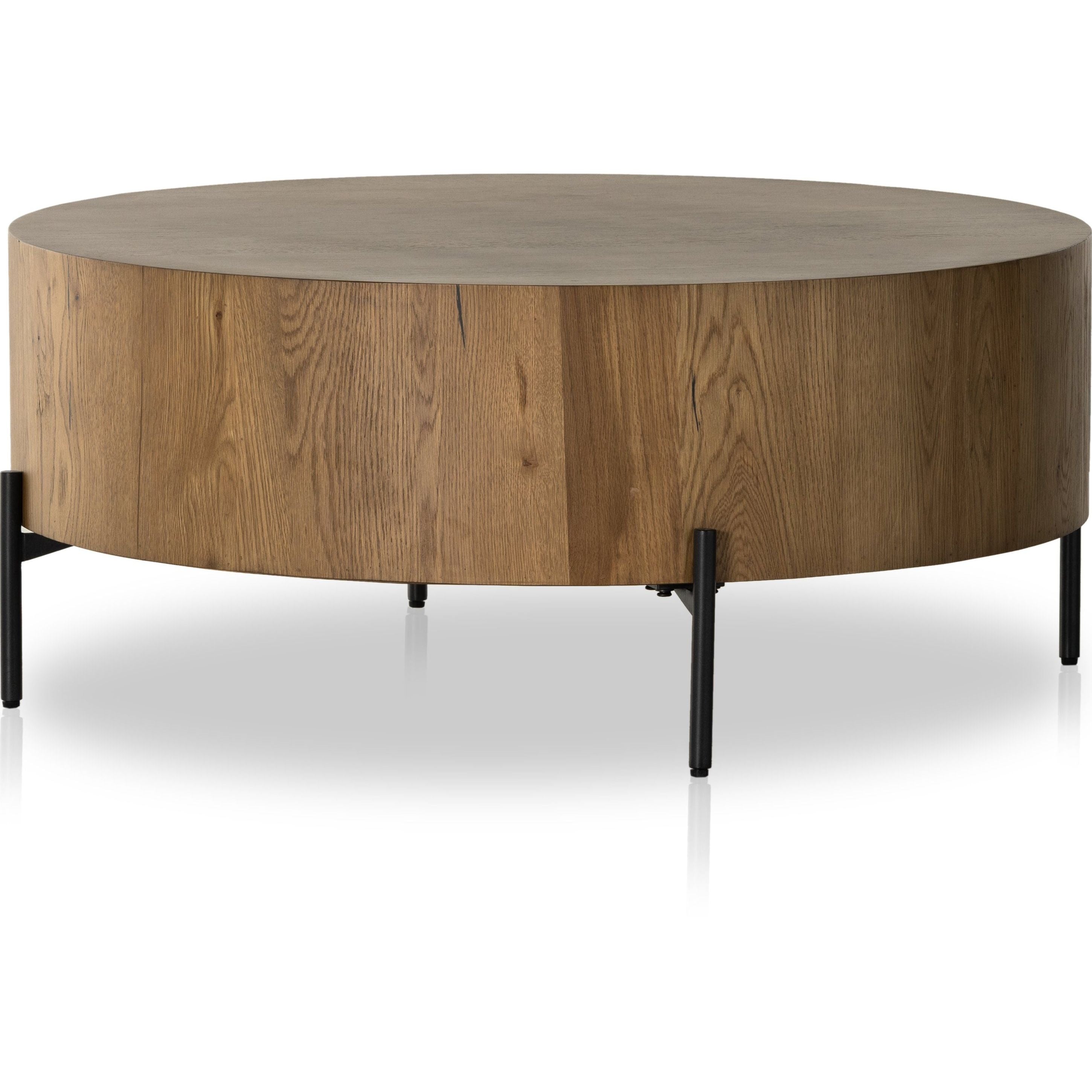 Eaton Amber Oak Drum Coffee Table  Four Hands