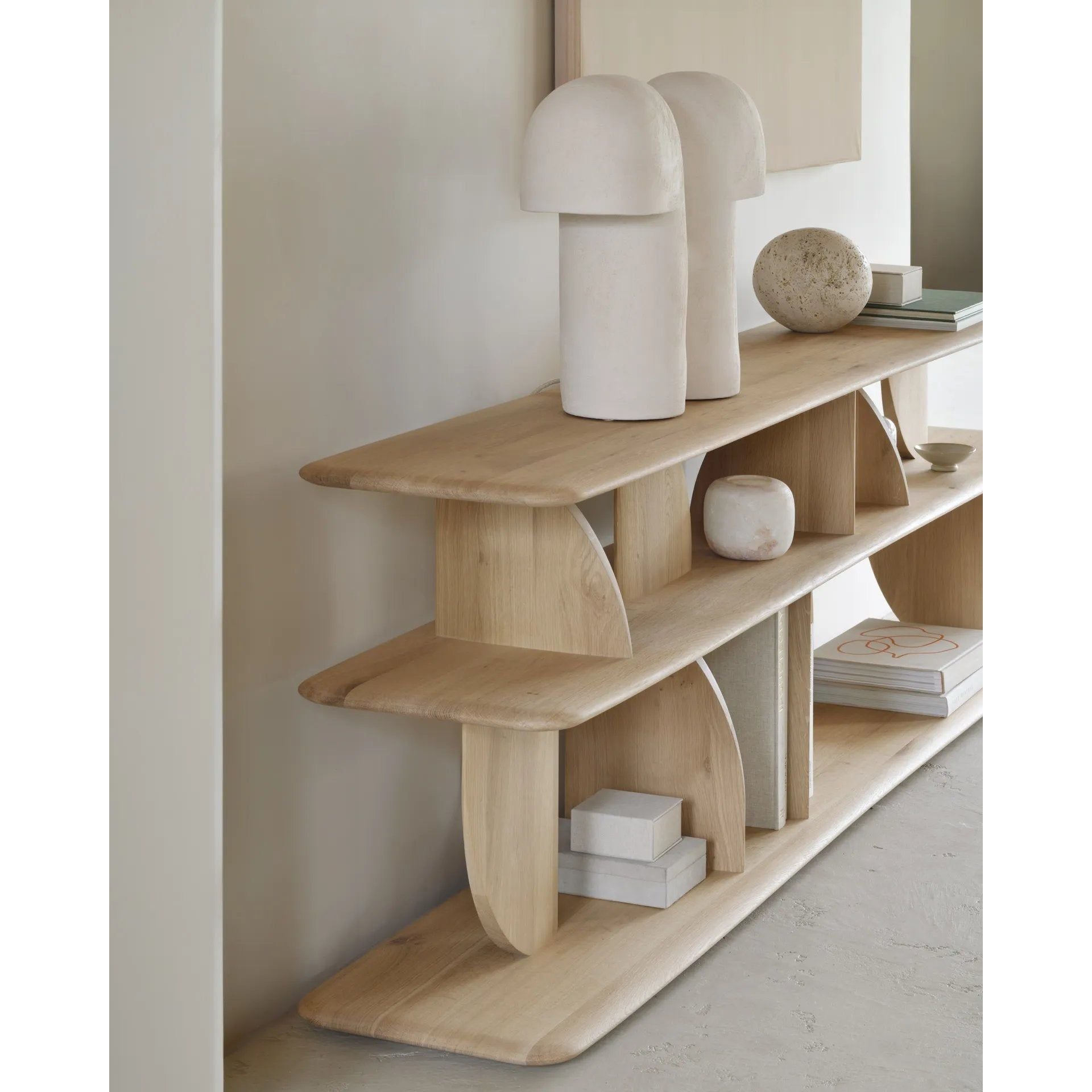 Featuring Geometric Oak Sofa Console by Ethnicraft at Amethyst Home. In the Geometric collection, shapes intersect in unexpected ways, creating playful contrasts with light and shadow at every angle. The Geometric console offers an eye-catching addition to an entry or hallway.

IIDA/HD Expo 2024 Product Design Awards – Winner – Casegoods and Freestanding Fu. Amethyst Home provides interior design, new home construction design consulting, vintage area rugs, and lighting in the San Diego metro area.