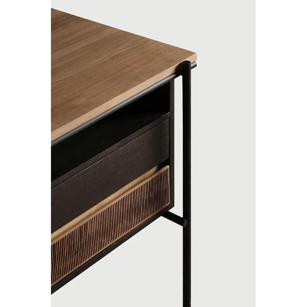 Some like a minimalistic look, others need more storage and organization. Whether you like the first or the latter: the Oscar desk is available with or without drawers. Designed by Alain van Havre and teak drawer doors hand carved by our artisans Amethyst Home provides interior design, new home construction design consulting, vintage area rugs, and lighting in the Kansas City metro area.