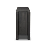 Featuring Ezri Black Oak Sideboard by Four Hands at Amethyst Home. Grain and character variation within a solid oak finish give this sideboard organic visual interest. The carved design and floor-to-top cylinder legs give a primitive look that balances the movement of the wood pattern.Overall Dimensions: 98.00"w x 18.00"d x 34.00"hWeight : 245.38 lbsMaterials : Solid Oak. Amethyst Home provides interior design, new construction, custom furniture, and area rugs in the Austin metro area