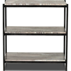 Add a pop of sophistication to any space. Naturally variegated marble hues offer three refreshing tiers of smooth shelving for plenty of space, while hammered grey-finished iron framing places a feminine, high-contrast spin on bedside storage Amethyst Home provides interior design, new home construction design consulting, vintage area rugs, and lighting in the Park City metro area.