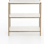 Featuring Felix Nightstand - Antique Brass by Four Hands at Amethyst Home. Add a pop of sophistication to any space. Classic white marble lays three tiers of smooth shelving for plenty of space, while antique brass-finished iron framing places a feminine spin on bedside storage.
Overall Dimensions: 25"W x 18"L x 26"H
Colors: Antique Brass, Polished White .  Amethyst Home provides interior design, new home construction design consulting, vintage area rugs, and lighting in the Washington metro area.
