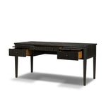 As lovers of luxe style at Amethyst, we love the nature inspired Bush Desk - Distressed Black Oak. This item pairs well with other brands such as Loloi Rugs and is perfect for eclectic homes Amethyst Home provides interior design, new home construction design consulting, vintage area rugs, and lighting in the Omaha metro area.