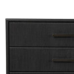 As fans of modern materials at Amethyst, we love the optimistic inspired Rosenell 6 Drawer Dresser - Black Paper Cord. This item pairs well with other brands such as Four Hands and is perfect for loft homes Amethyst Home provides interior design, new home construction design consulting, vintage area rugs, and lighting in the Alpharetta metro area.
