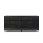 As fans of modern materials at Amethyst, we love the optimistic inspired Rosenell 6 Drawer Dresser - Black Paper Cord. This item pairs well with other brands such as Four Hands and is perfect for loft homes Amethyst Home provides interior design, new home construction design consulting, vintage area rugs, and lighting in the Omaha metro area.
