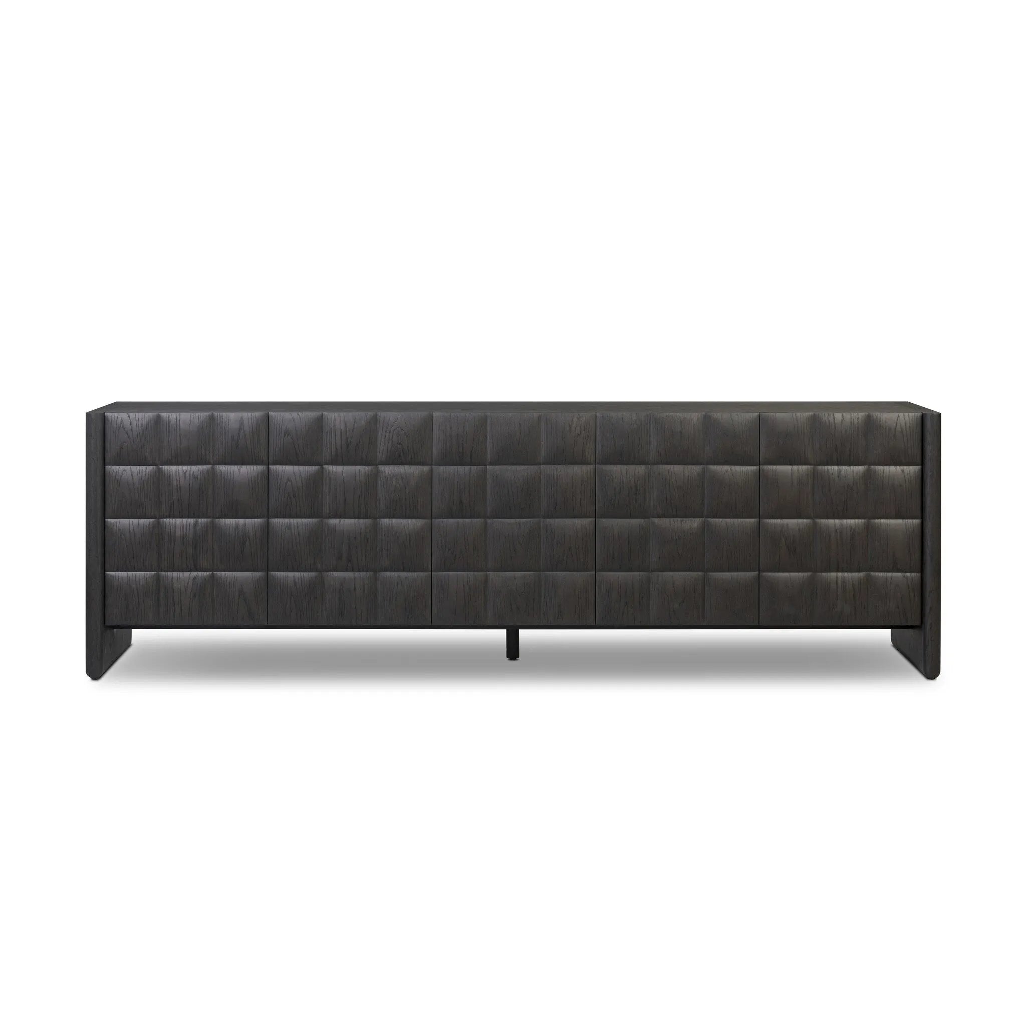 As lovers of wabi sabi aesthetics at Amethyst, we love the warm modern inspired Swell Sideboard - Dry Black Oak Veneer. This item pairs well with other brands such as Cisco Home and is perfect for coastal homes Amethyst Home provides interior design, new home construction design consulting, vintage area rugs, and lighting in the Charlotte metro area.
