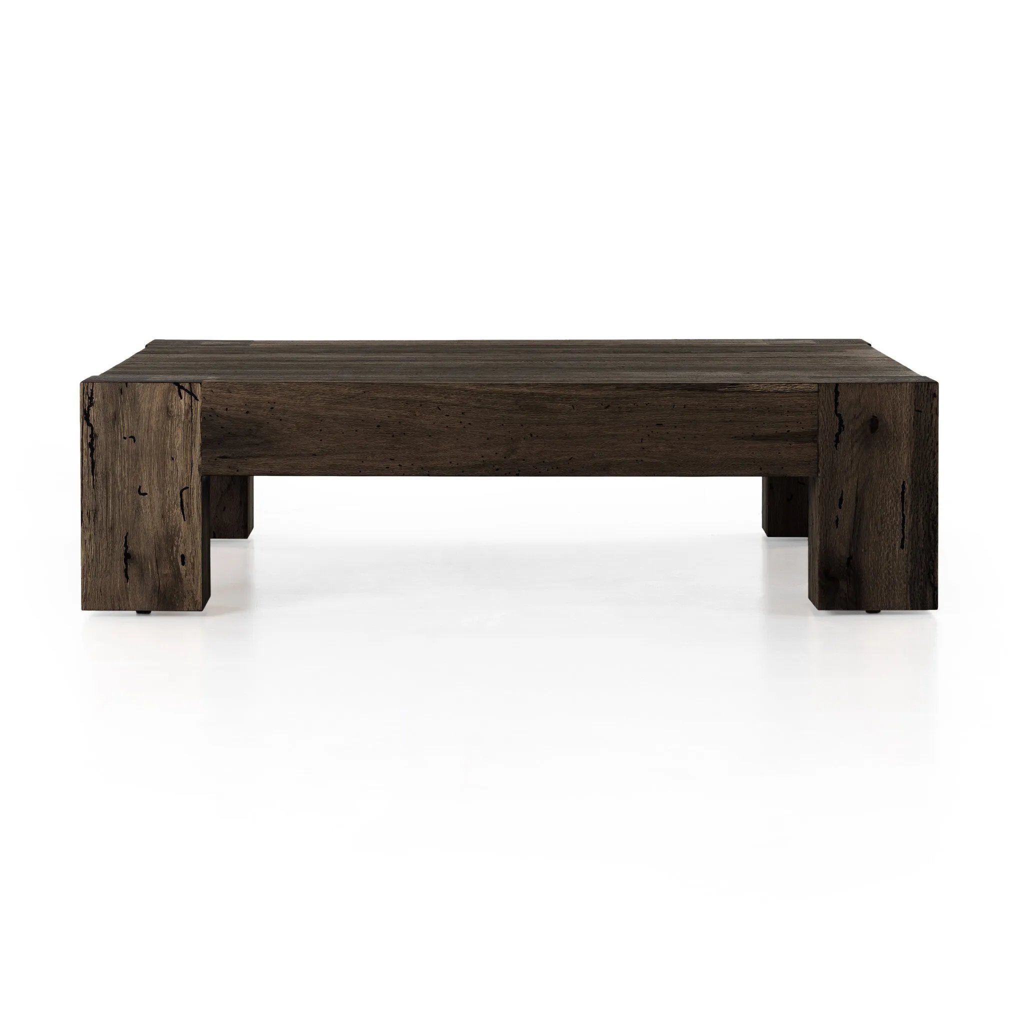 Made from thick-cut oak veneer with a faux rustic finish made to emulate wormwood oak, this low, large-scale coffee table features chunky squared legs and dovetail joinery detailing.As enthusiasts of wabi sabi materials at Amethyst, we love the warm modern inspired Abaso Coffee Table - Ebony Rustic Wormwood Oak. Amethyst Home provides interior design, new home construction design consulting, vintage area rugs, and lighting in the Boston metro area.