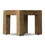 Made from thick-cut oak veneer with a faux rustic finish made to emulate wormwood, this end table features chunky squared legs and dovetail joinery detailing.Collection: Wesso Amethyst Home provides interior design, new home construction design consulting, vintage area rugs, and lighting in the Charlotte metro area.