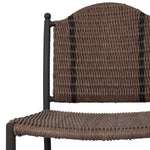 A bistro-style outdoor dining chair, merging a timeless profile with a unique stripe detail woven into the back. Finial details finish the dark bronze frame. Cover or store indoors during inclement weather and when not in use.As enthusiasts of luxe style at Amethyst, we love the nature inspired Abel Outdoor Dining Chair. Amethyst Home provides interior design, new home construction design consulting, vintage area rugs, and lighting in the Des Moines metro area.