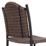 A bistro-style outdoor dining chair, merging a timeless profile with a unique stripe detail woven into the back. Finial details finish the dark bronze frame. Cover or store indoors during inclement weather and when not in use.As enthusiasts of luxe style at Amethyst, we love the nature inspired Abel Outdoor Dining Chair. Amethyst Home provides interior design, new home construction design consulting, vintage area rugs, and lighting in the Newport Beach metro area.
