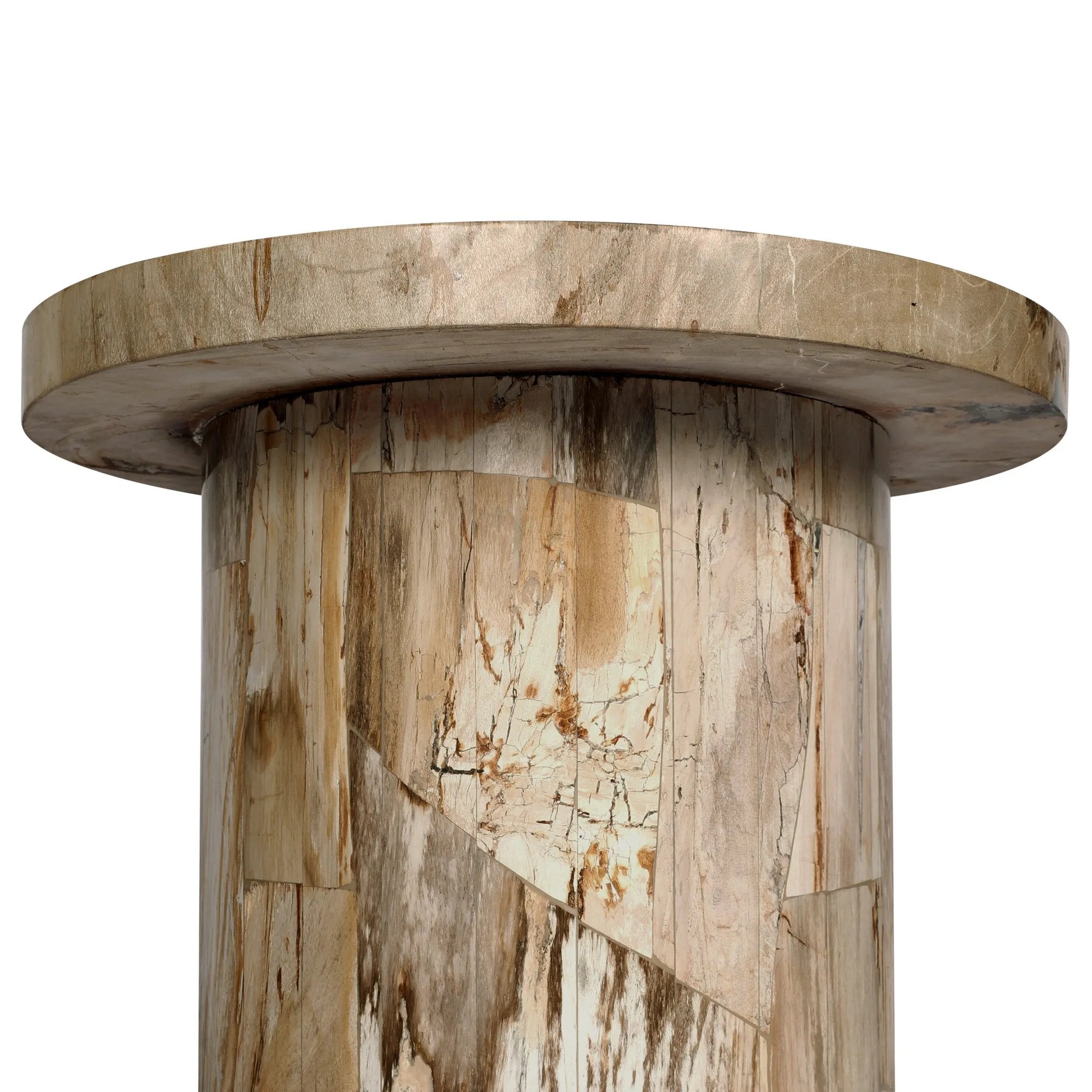 Featuring Aida Light Petrified Wood End Table by Four Hands at Amethyst Home. A perfectly scaled end table of petrified wood is an instant head turner, bringing an earthen look to your space.Overall Dimensions: 24.00"w x 24.00"d x 22.00"hWeight : 124.56 lbsMaterials: Petrified Wood. Amethyst Home provides interior design, new home construction design consulting, vintage area rugs, and lighting in the Omaha metro area.