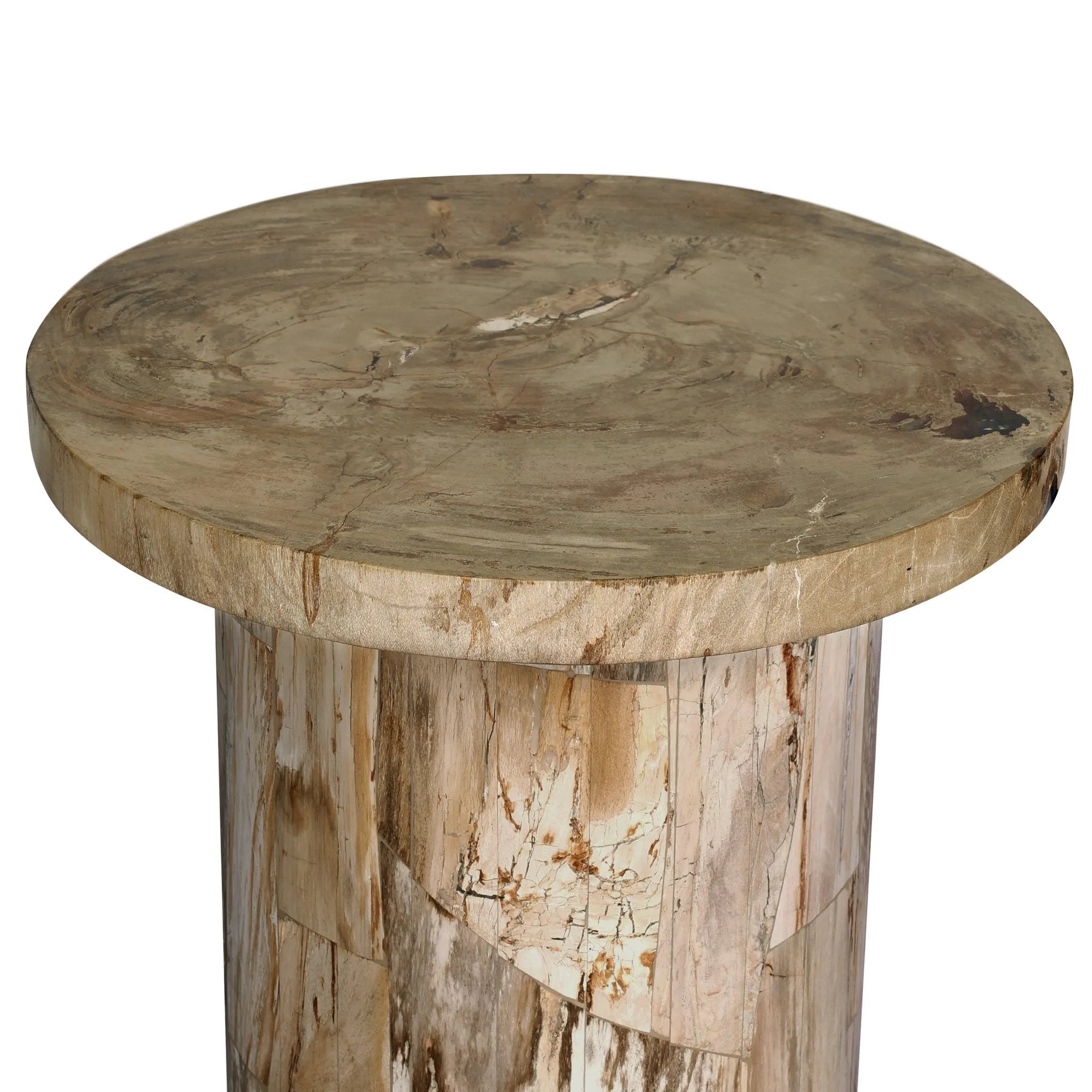 Featuring Aida Light Petrified Wood End Table by Four Hands at Amethyst Home. A perfectly scaled end table of petrified wood is an instant head turner, bringing an earthen look to your space.Overall Dimensions: 24.00"w x 24.00"d x 22.00"hWeight : 124.56 lbsMaterials: Petrified Wood. Amethyst Home provides interior design, new home construction design consulting, vintage area rugs, and lighting in the Salt Lake City metro area.