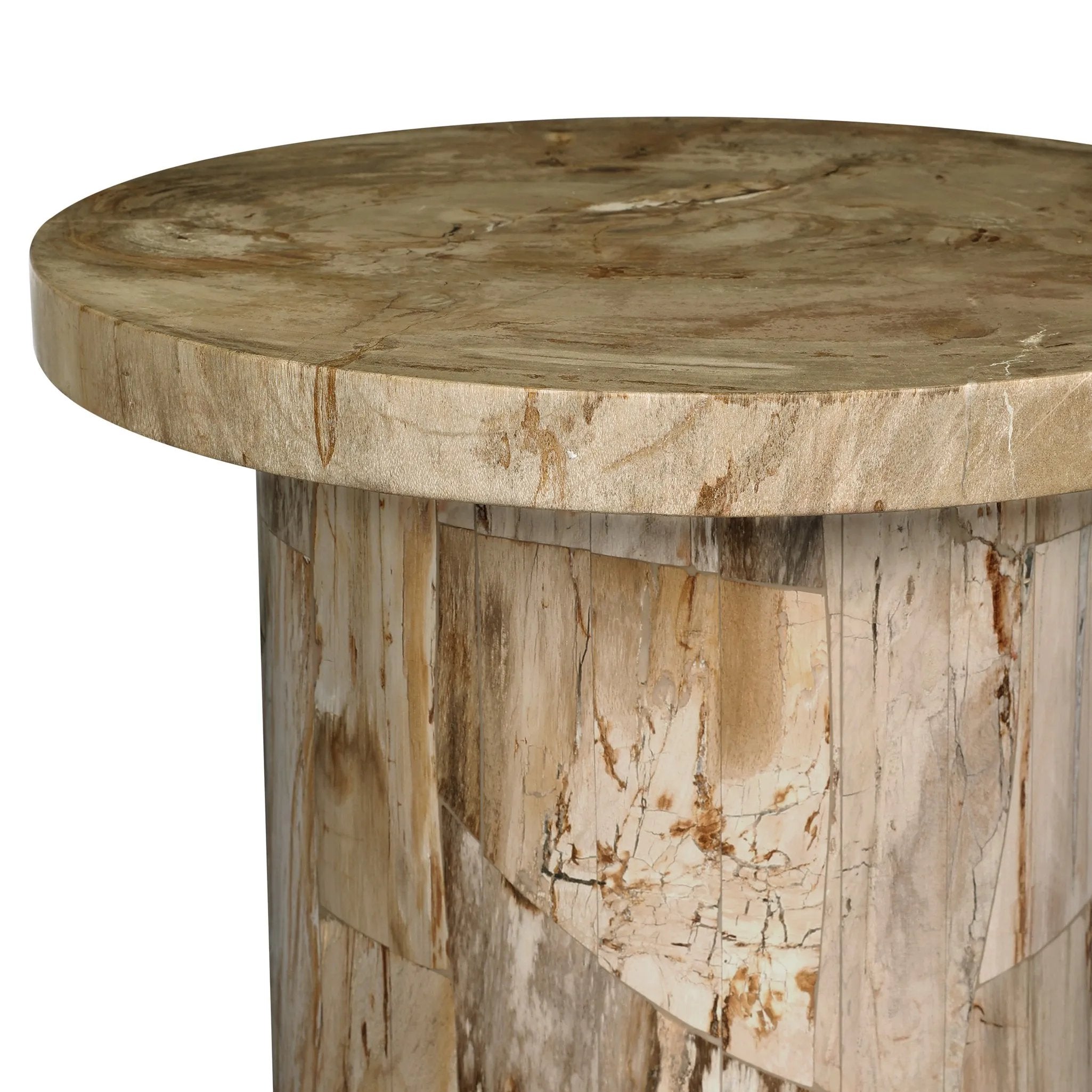 Featuring Aida Light Petrified Wood End Table by Four Hands at Amethyst Home. A perfectly scaled end table of petrified wood is an instant head turner, bringing an earthen look to your space.Overall Dimensions: 24.00"w x 24.00"d x 22.00"hWeight : 124.56 lbsMaterials: Petrified Wood. Amethyst Home provides interior design, new home construction design consulting, vintage area rugs, and lighting in the Tampa metro area.
