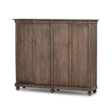 Taking after an antique from China, this inspired cabinet features overlapping double doors and rounded accents. Crafted from solid pine and veneers in a distressed finish for a rustic look Amethyst Home provides interior design, new home construction design consulting, vintage area rugs, and lighting in the Houston metro area.