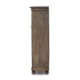 Taking after an antique from China, this inspired cabinet features overlapping double doors and rounded accents. Crafted from solid pine and veneers in a distressed finish for a rustic look Amethyst Home provides interior design, new home construction design consulting, vintage area rugs, and lighting in the Monterey metro area.