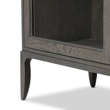 Baroque-period detailing gives this oak cabinet its  classic look. Made from black oak with a metal base and ring pulls, as well as cabriole-like legs to soften the lines Amethyst Home provides interior design, new home construction design consulting, vintage area rugs, and lighting in the Omaha metro area.