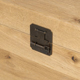 Inspired by classic Chinese antiques, this heritage-style trunk blends timeless design with modern functionality. Crafted from oak with a light, toasted finish, bronzed latch-and-key hardware adds a playful design detail Amethyst Home provides interior design, new home construction design consulting, vintage area rugs, and lighting in the Scottsdale metro area.