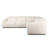 Introducing an Italian-inspired modern sectional with a suite of seating that reclines. Just about every seat on the sofa has its very own reclining mechanism so that everyone can sit back and relax. Sectional features waterfall seating, curved arms, adjustable headrests, articulating footrests and rounded back corners. Amethyst Home provides interior design, new home construction design consulting, vintage area rugs, and lighting in the Washington metro area.