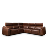 Introducing an Italian-inspired modern sectional with a suite of seating that reclines. Just about every seat on the sofa has its very own reclining mechanism so that everyone can sit back and relax. Sectional features waterfall seating, curved arms, adjustable headrests, articulating footrests and rounded back corners. Amethyst Home provides interior design, new home construction design consulting, vintage area rugs, and lighting in the Salt Lake City metro area.