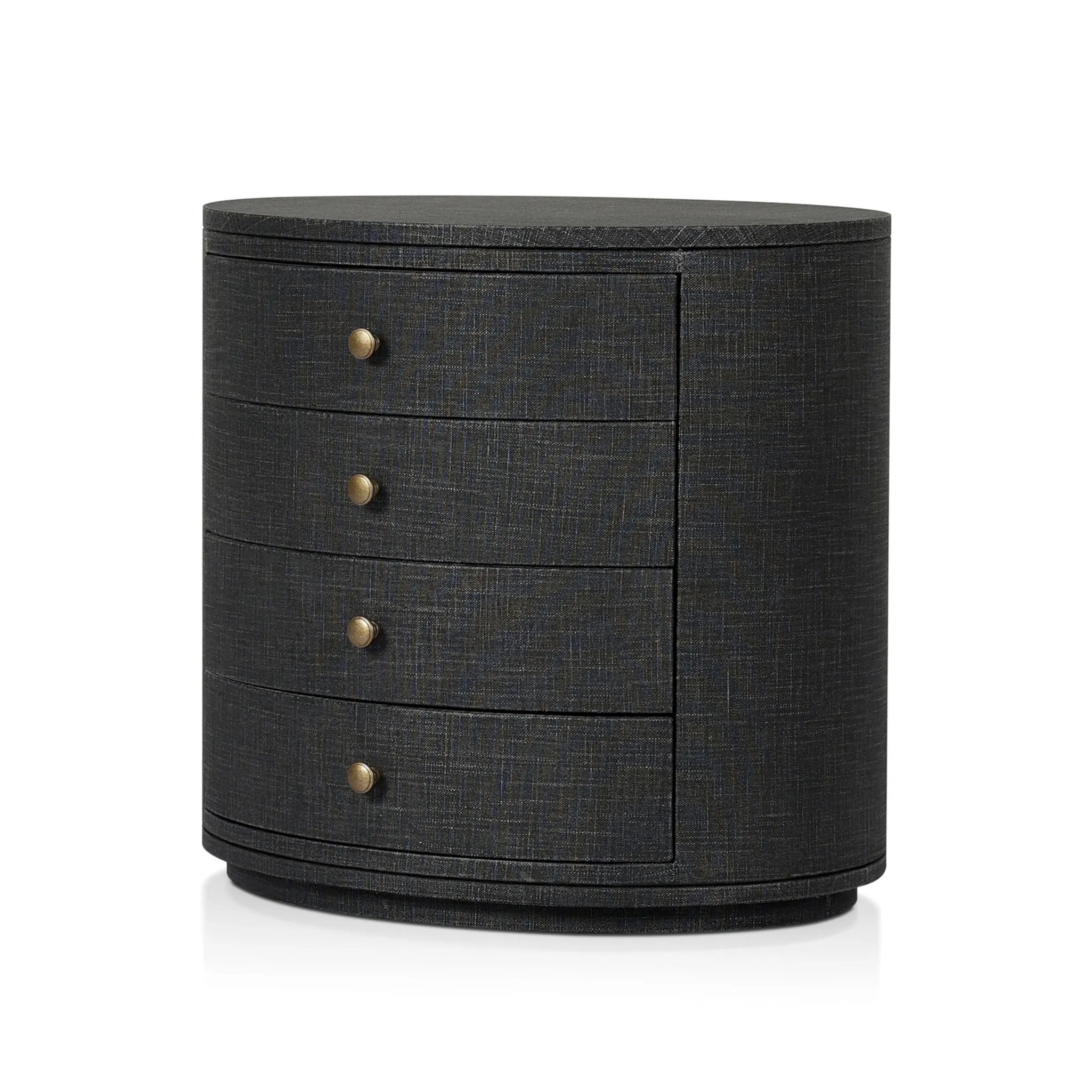 Ari・D・Norman アリ・ディ・ノーマン　ピルケース Amelia Black Linen Oval Nightstand | Amethyst Home