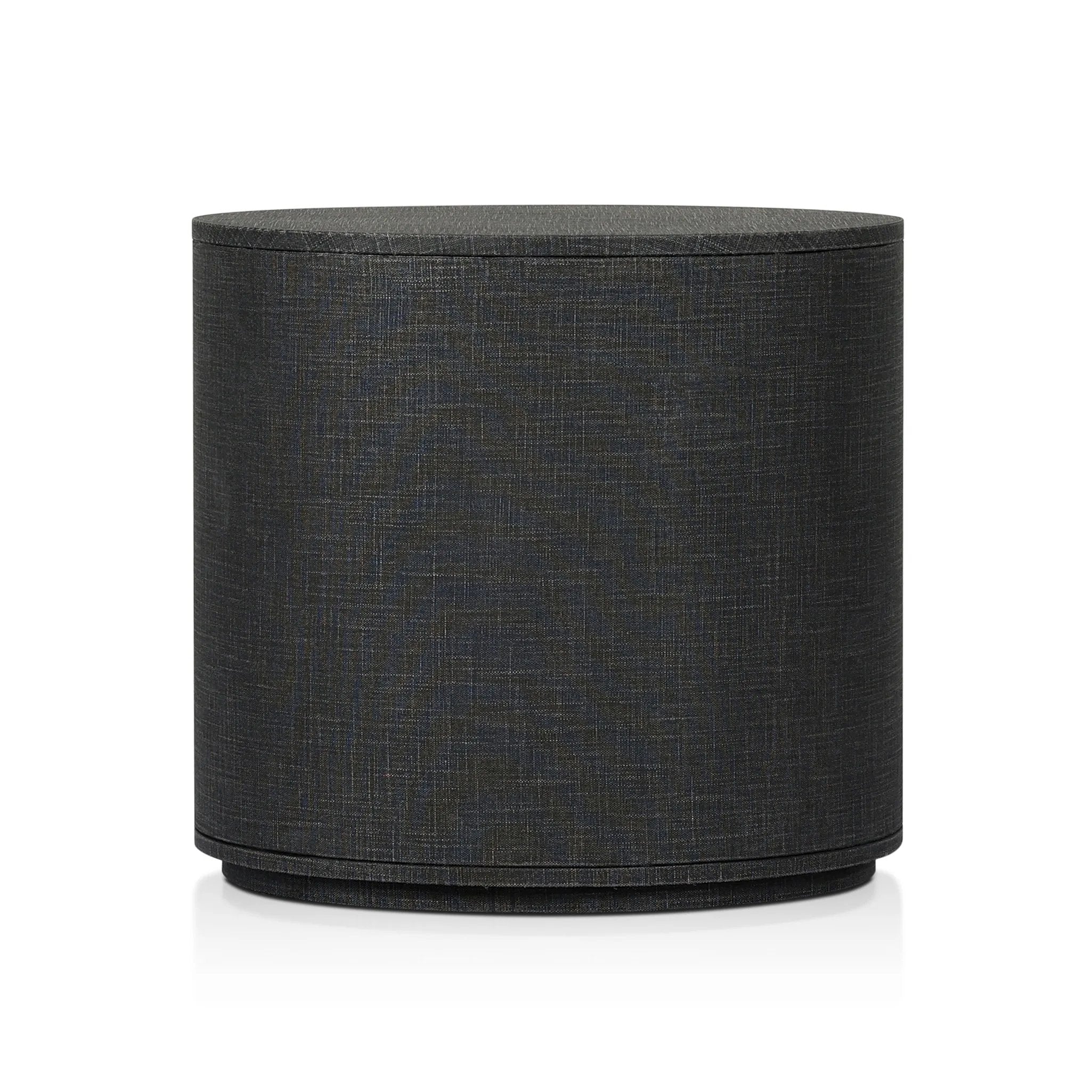 Featuring Amelia Black Linen Oval Nightstand by Four Hands at Amethyst Home. Uniquely made from black-painted linen, a beautifully curved nightstand shapes four drawers for generous bedside storage.Overall Dimensions: 26.00"w x 20.00"d x 24.00"hWeight : 87.08 lbsMaterials: Painted Linen, Engineered Hardwood. Amethyst Home provides interior design, new home construction design consulting, vintage area rugs, and lighting in the Winter Garden metro area.