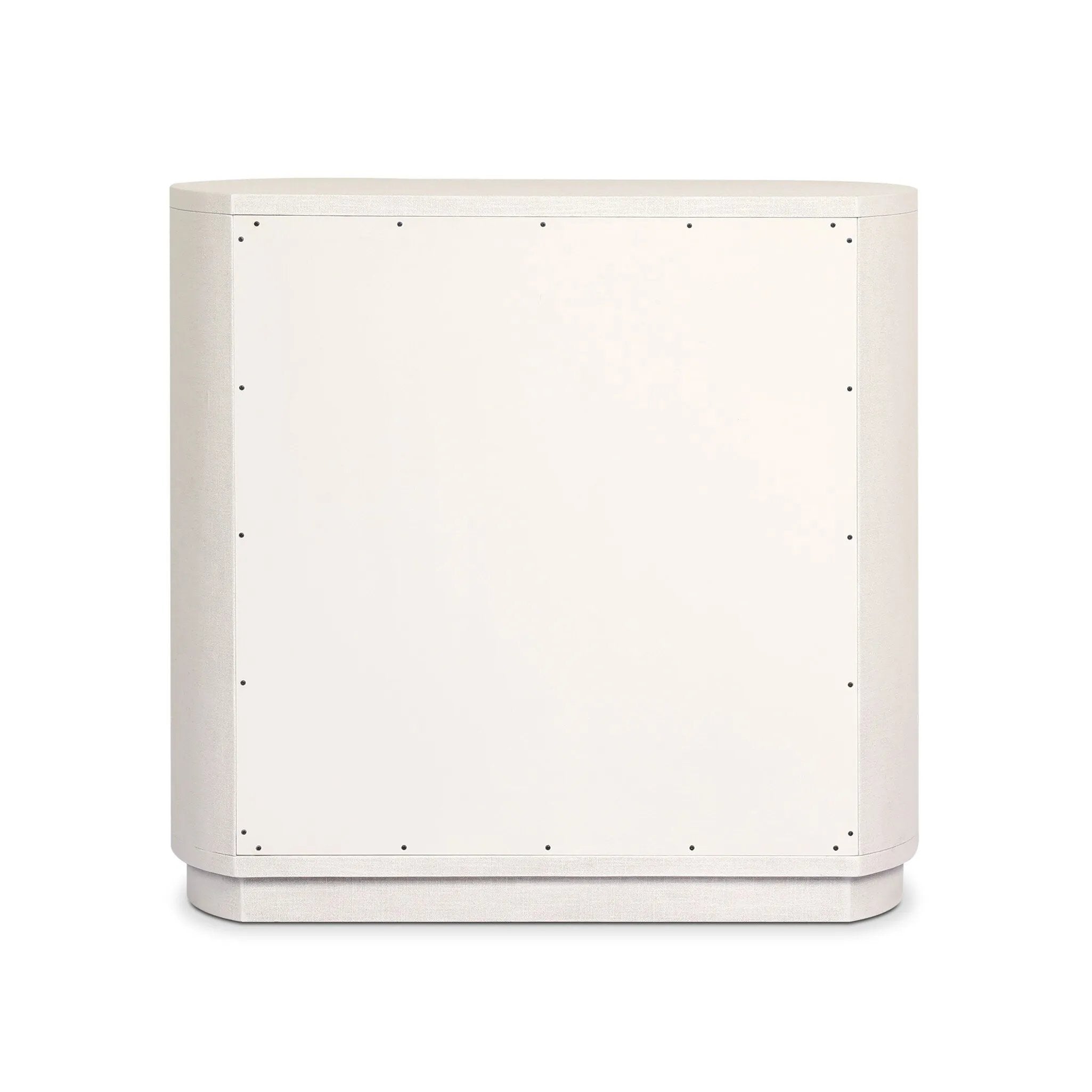 Uniquely made from ivory-painted linen, a beautifully curved drawer chest gives shape to generous storage for clothes, accessories and more Amethyst Home provides interior design, new home construction design consulting, vintage area rugs, and lighting in the Calabasas metro area.