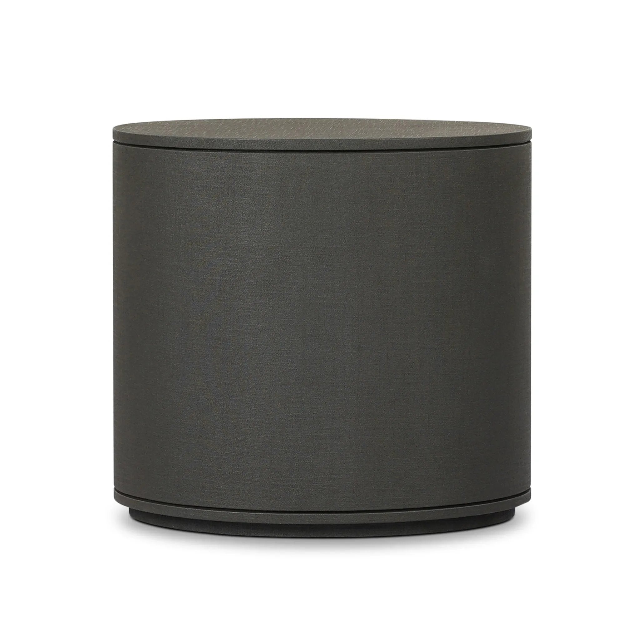 Featuring Amelia Dark Green Lacquered Linen Oval Nightstand by Four Hands at Amethyst Home. Overall Dimensions: 26.00"w x 20.00"d x 24.00"hWeight : 87.08 lbsMaterials: Painted Linen. Amethyst Home provides interior design, new home construction design consulting, vintage area rugs, and lighting in the Austin metro area.