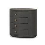 Featuring Amelia Dark Green Lacquered Linen Oval Nightstand by Four Hands at Amethyst Home. Overall Dimensions: 26.00"w x 20.00"d x 24.00"hWeight : 87.08 lbsMaterials: Painted Linen. Amethyst Home provides interior design, new home construction design consulting, vintage area rugs, and lighting in the Charlotte metro area.