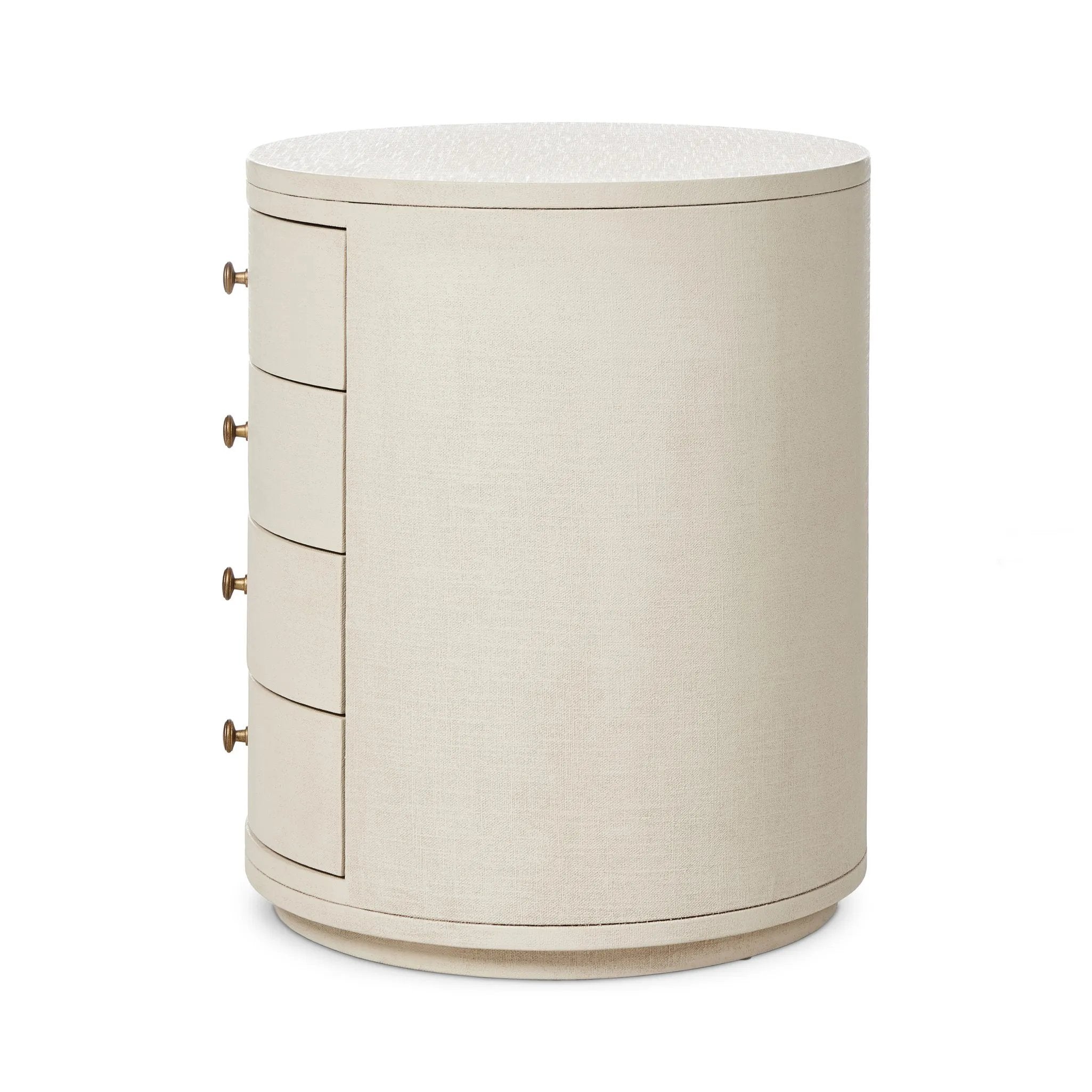 Amelia Ivory Painted Linen Oval Nightstand | Amethyst Home