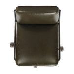 This armless desk chair adds a clean, sleek touch to any workspace. Dark olive top-grain leather paired with a gunmetal 360-degree swivel base and accents allows the simple piece to stand out.As fans of modern style at Amethyst, we love the designer inspired Amos Armless Desk Chair - Dulane Moss. Amethyst Home provides interior design, new home construction design consulting, vintage area rugs, and lighting in the Newport Beach metro area.