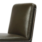 This armless desk chair adds a clean, sleek touch to any workspace. Dark olive top-grain leather paired with a gunmetal 360-degree swivel base and accents allows the simple piece to stand out.As fans of modern style at Amethyst, we love the designer inspired Amos Armless Desk Chair - Dulane Moss. Amethyst Home provides interior design, new home construction design consulting, vintage area rugs, and lighting in the San Diego metro area.