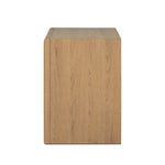 Crafted from sandy solid oak in a waterfall silhouette, this nightstand adds a touch of contemporary simplicity to the bedside. Stack your favorite books on a spacious bottom shelf. The piece’s bullnose edge and oval iron drawer pull add variety. Amethyst Home provides interior design, new home construction design consulting, vintage area rugs, and lighting in the Boston metro area.