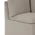 Featuring Andre Slipcovered Linen Dining Banquette Corner by Four Hands at Amethyst Home. This Andre Broadway Stone Slipcover Dining Corner Piece is the perfect solution for your dining needs. With its versatile design and comfortable sofa feature, it offers both style and functionality. Made with quality materials, it provides durability and long-lasting. Amethyst Home provides interior design, new home construction design consulting, vintage area rugs, and lighting in the Kansas City metro area.