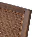 Featuring Antonia Savile Flax Cane Armless Dining Chair by Four Hands at Amethyst Home. Mixed materials refresh a retro style. Cane frames performance fabric seating with slight distressing, bringing more character to the seat. Performance fabrics are specially created to withstand spills, stains, high traffic and wear, ensuring long-term comfort and unmatc. Amethyst Home provides interior design, new home construction design consulting, vintage area rugs, and lighting in the Charlotte metro area.