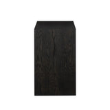 Espresso-finished oak casing pairs with two coffee-colored iron door fronts, for an intriguing material mix. With bullnose waterfall framing and offset metal hardware, this compact cabinet offers an elevated industrial look to your living space. Slighter scale perfect for smaller spaces. Amethyst Home provides interior design, new home construction design consulting, vintage area rugs, and lighting in the Boston metro area.