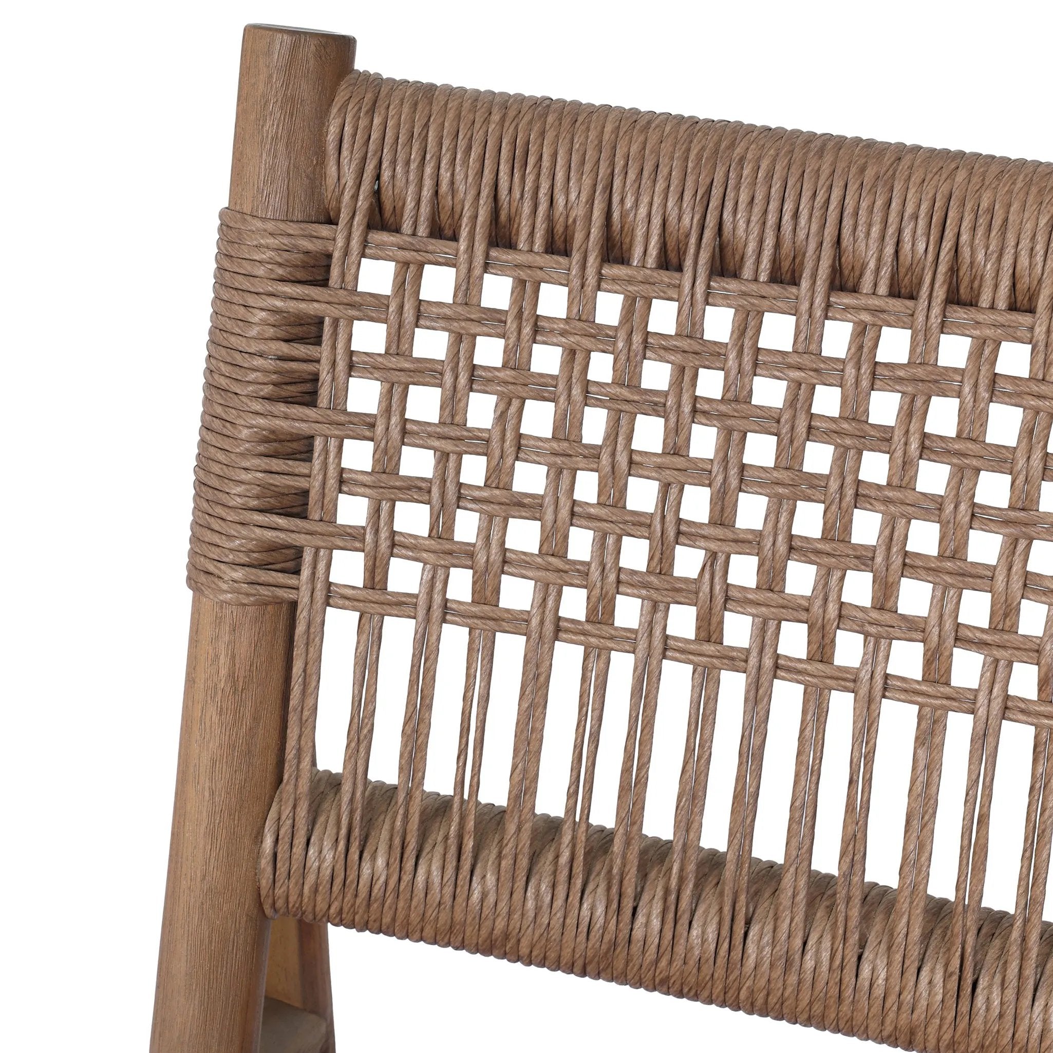 A Craftsman-inspired outdoor dining chair, with a deconstructed woven seat back for airy visual interest. Cover or store indoors during inclement weather and when not in use Amethyst Home provides interior design, new home construction design consulting, vintage area rugs, and lighting in the Laguna Beach metro area.