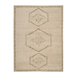 Patterned with a simplistic three-emblem motif framed by a narrow border, this hand-knotted wool rug adds just a touch of neutral design. The durable runner is crafted to wear beautifully over time. Due to the handcrafted nature of this rug, slight variations in sizing may occur Amethyst Home provides interior design, new home construction design consulting, vintage area rugs, and lighting in the Winter Garden metro area.