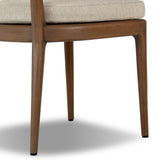 A fresh take on the traditional woven style, this outdoor dining chair features a faux banana leaf material wrapped in a bold, chunky texture around FSC®-certified teak framing. Cover or store indoors during inclement weather and when not in use. Amethyst Home provides interior design, new home construction design consulting, vintage area rugs, and lighting in the Dallas metro area.