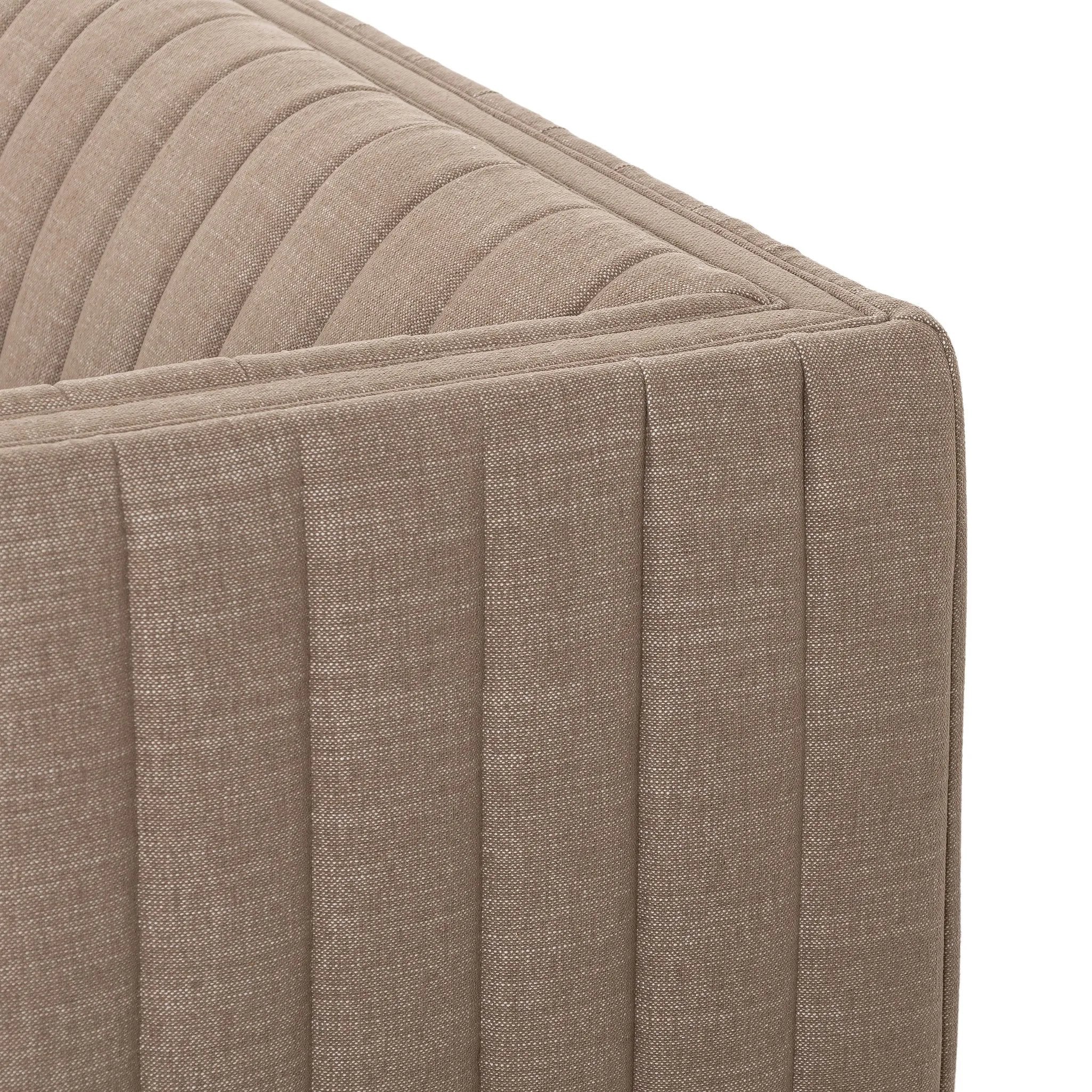 Featuring Augustine Crypton Nomad Taupe Sofa by Four Hands at Amethyst Home. Velvety poly-blend seating takes on dramatic channeling and rich navy hue for trend-forward texture and sumptuous sit.88"Overall Dimensions: 88.00"w x 35.00"d x 26.50"hWeight: 105.82 lbs97"Overall Dimensions: 97.00"w x 35.00"d x 26.50"hWeight: 123.02 lbsMaterials: 92% Polyester,. Amethyst Home provides interior design, new home construction design consulting, vintage area rugs, and lighting in the Laguna Beach metro area.