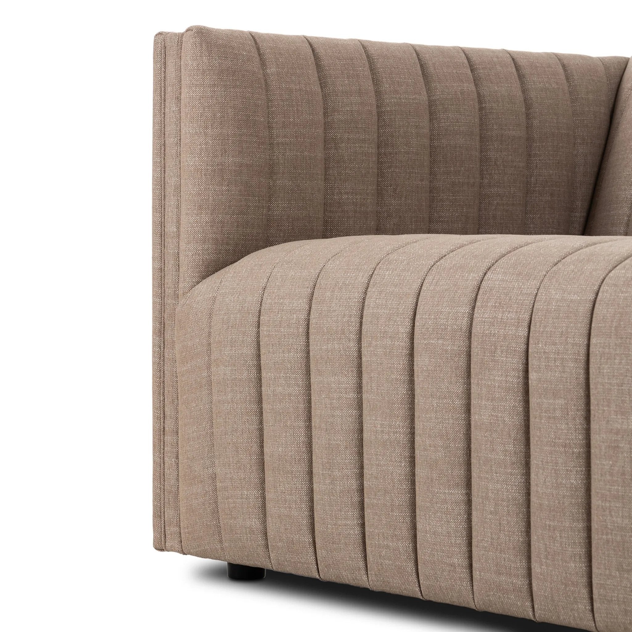 Featuring Augustine Crypton Nomad Taupe Sofa by Four Hands at Amethyst Home. Velvety poly-blend seating takes on dramatic channeling and rich navy hue for trend-forward texture and sumptuous sit.88"Overall Dimensions: 88.00"w x 35.00"d x 26.50"hWeight: 105.82 lbs97"Overall Dimensions: 97.00"w x 35.00"d x 26.50"hWeight: 123.02 lbsMaterials: 92% Polyester, 8% . Amethyst Home provides interior design, new home construction design consulting, vintage area rugs, and lighting in the Portland metro area.