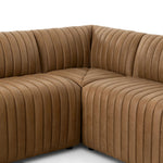 Featuring Augustine Palermo Drift Dining Banquette L Shape 110" by Four Hands at Amethyst Home. Welcome to your new favorite nook for morning coffee. An L-shaped dining banquette is upholstered in tan top-grain leather with a beautifully pronounced grain and dramatic channeling for a linear look.Overall Dimensions: 110.00"w x 66.50"d x 31.50"h
Shown paired wi. Amethyst Home provides interior design, new home construction design consulting, vintage area rugs, and lighting in the Houston metro area.